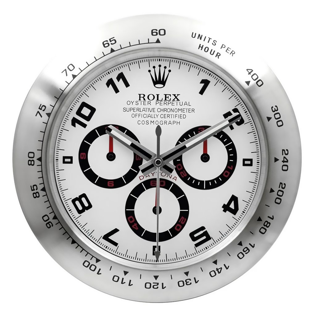 6EC31286-981E-AB0C-9323-086CDE42707E Rolex Daytona Silver Wall Clock - Image 1