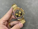 Rolex Daytona 116598 Yellow Gold Black Diamond Dial 40MM Mens Replica Watch - Image 6
