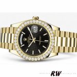 Rolex Day-Date 228348RBR Black Diagonal Motif Dial Diamond Bezel 40mm Mens Replica Watch - Image 4