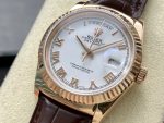 Rolex Day Date 36 White Dial 118135 0064 Brown Leather Watch - Image 5