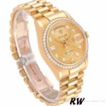 Rolex Day Date 118348 Champagne Jubilee Diamond Dial Yellow Gold 36mm Unisex Replica Watch - Image 3