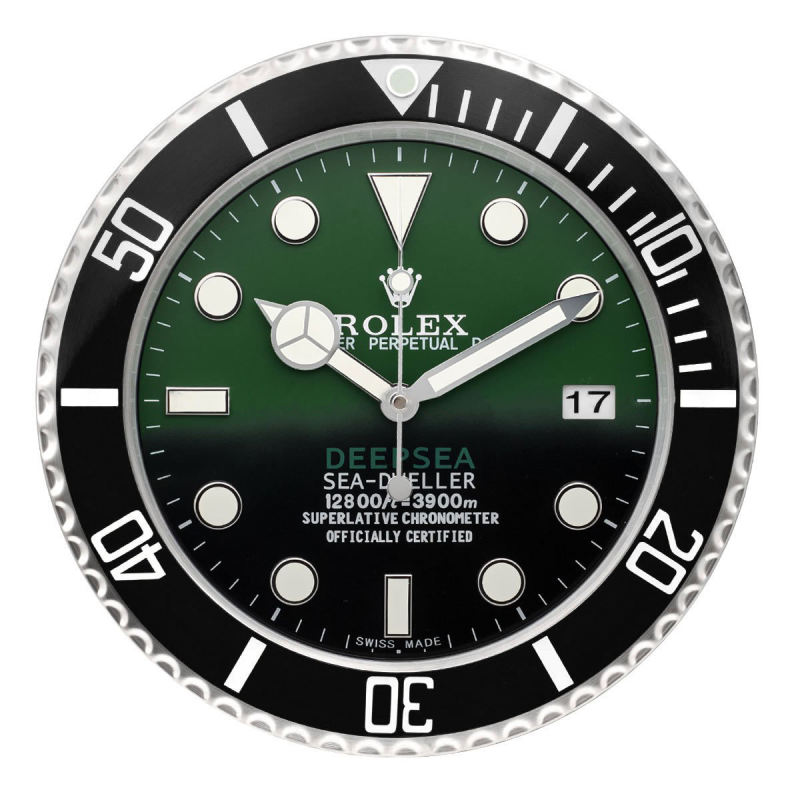71D13D25-0944-4F1C-1451-AEE51280889C Rolex Deepsea Sea Dweller Green & Black Wall Clock - Image 1