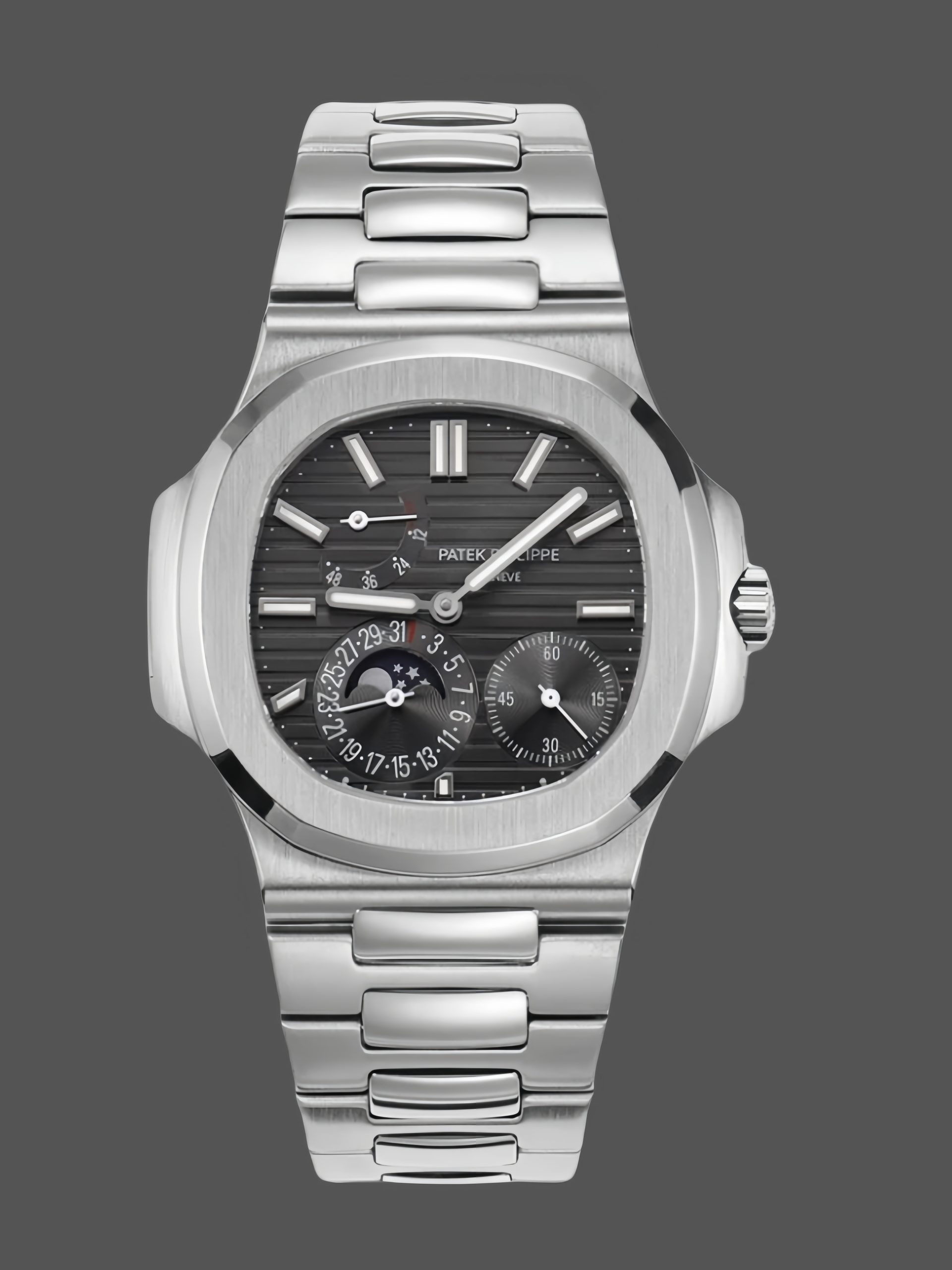 73217E74-E333-1C4A-CE06-8FC1AC6955B9 Patek Philippe Nautilus Moon Phase Stainless Steel 5712 1A 001 40mm - Image 1