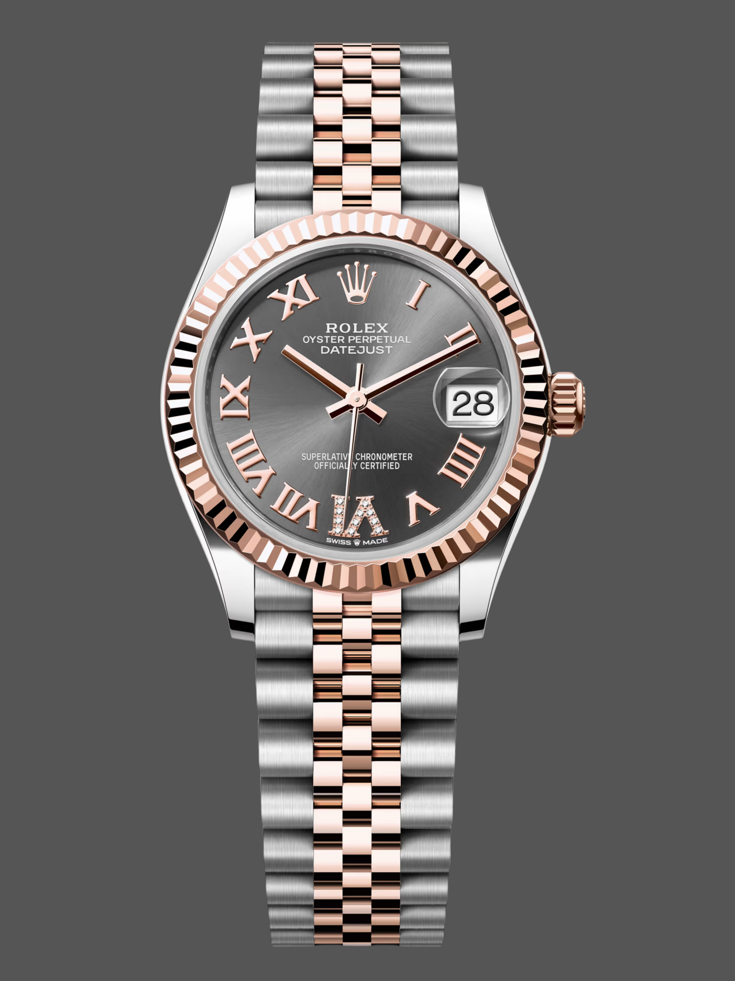 74D431BE-EE5C-76F6-51A1-966A9E55F422 Rolex Datejust 31 Slate Grey Dial Diamond VI 278271 0030 Women's Watch - Image 1