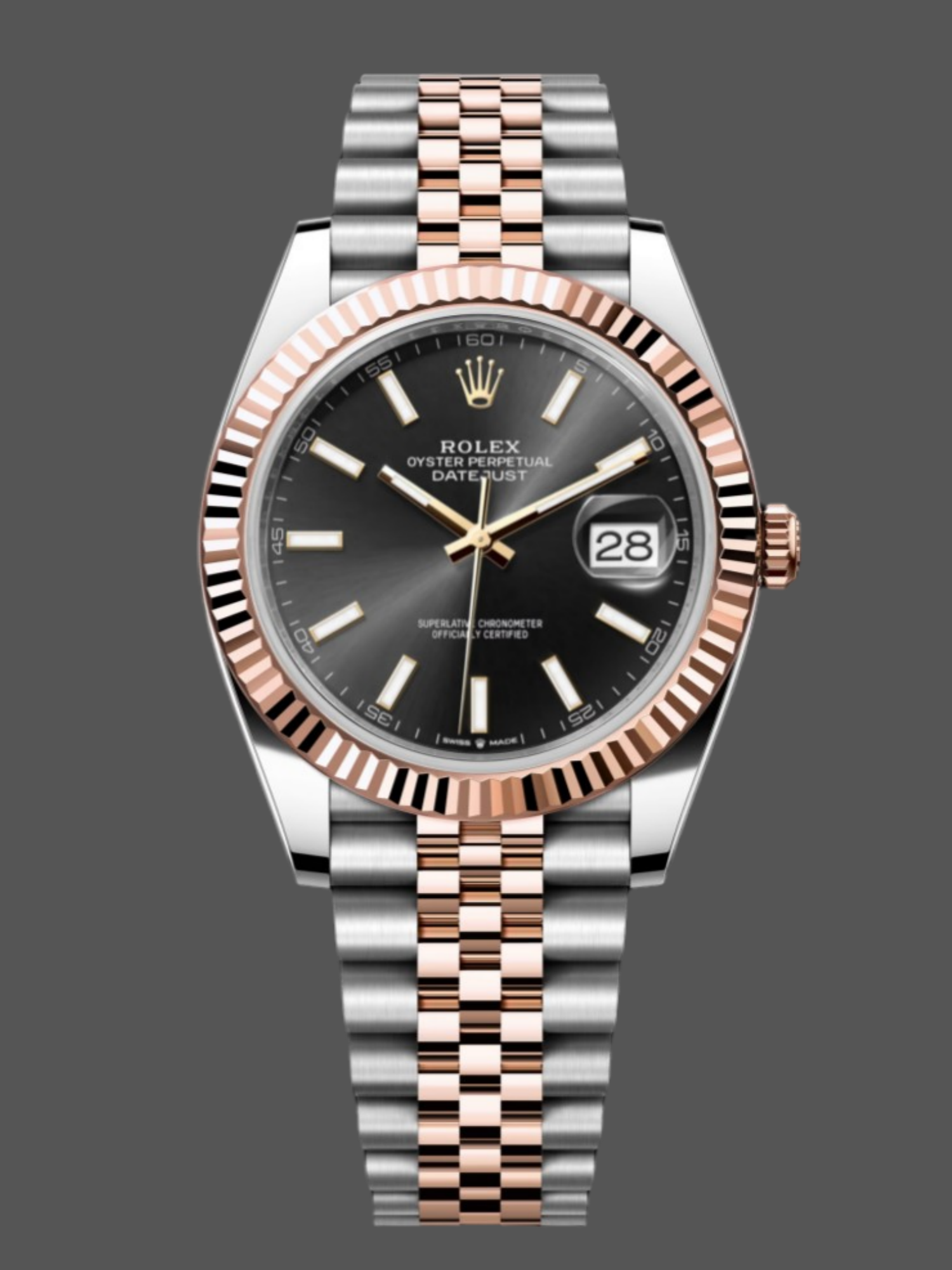 75A7BC2A-30DB-DBAD-E8A3-036F9AACC15C Rolex Datejust 41 Everose Gold Black Dial Jubilee Bracelet 126331 - Image 1