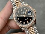 Rolex Datejust 36 Steel & Everose Gold Black Dial Diamond Bezel m126281rbr 0007 - Image 4