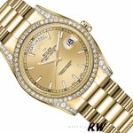 Rolex Day-Date 118388 Diamond Bezel Champagne Index Dial 36MM Unisex Replica Watch - Image 3