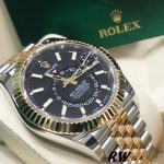 Rolex Sky-Dweller 326933 Stainless Steel Yellow Gold Black Dial 42MM Mens Replica Watch - Image 3