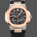 Patek Philippe Nautilus Moon Phases Rose & White Gold Slate Grey Dial 5712GR 001