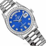 Rolex Day-Date 118389 Diamond Bezel Lapis Lazuli Blue Dial 36MM Unisex Replica Watch - Image 3