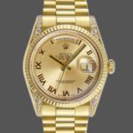 Rolex Day-Date 118338 Champagne Roman Dial Diamond Bezel 36MM Unisex Replica Watch