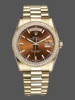 Rolex Day Date 118348 Chocolate Brown Dial Yellow Gold 36mm Unisex Replica Watch