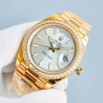 Rolex Day-Date 118348 Yellow Gold White Dial 36mm Unisex Replica Watch - Image 3