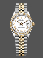 Rolex Datejust 31mm Stainless Steel and Yellow Gold 278383rbr 0002 White Roman Jubilee
