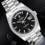 Rolex Day Date 118206 Platinum Black Dial 36mm Unisex Replica Watch - Image 3