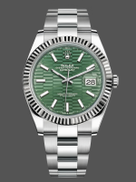 Rolex Datejust 126334 0029 Fluted Bezel Green Motif Dial 41MM Mens Replica Watch