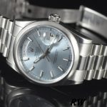 Rolex Day-Date 118206 Ice Blue Dial Polished Platinum Bezel 36mm Unisex Replica Watch - Image 5