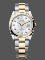 Rolex Datejust 36 Steel & Yellow Gold Mother of Pearl Diamond Dial M126203 0024 Women's Watch