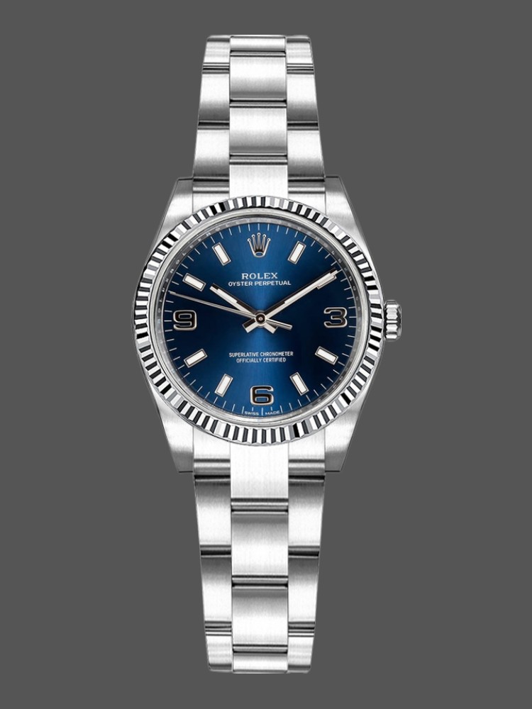 7DBC74A0-5CAF-620C-4B9E-AB1E8CA49A69 Rolex Oyster Perpetual 176234 Fluted Bezel Blue Dial 26MM Lady Replica Watch - Image 1