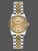 Rolex Datejust 179173 Champagne Diamond Dial Fluted Bezel 26MM Lady Replica Watch