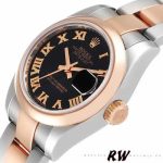 Rolex Datejust 179161 Stainless Steel and Everose Gold Black Roman Dial 26MM Lady Replica Watch - Image 4