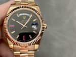 Rolex Day-Date 218235 Diamonds and Rubies Black Dial Rose Gold 41MM Mens Replica Watch - Image 3