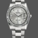 Rolex Day-Date 118239 Silver Diamond Dial fluted bezel 36mm Unisex Replica Watch