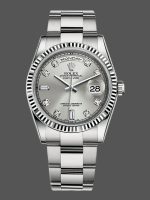 Rolex Day-Date 118239 Silver Diamond Dial fluted bezel 36mm Unisex Replica Watch