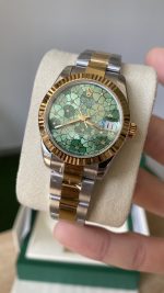 Rolex Datejust 31 Yellow Gold Olive Green Floral Motif Diamond Dial m278273 0031 - Image 5