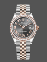 Rolex Datejust Lady 31 Rose Gold Steel Slate Roman Diamond VI Dial & Diamond Bezel Jubilee Bracelet 278381RBR