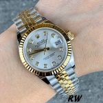 Rolex Datejust 279173 Silver Diamond Dial Fluted Bezel 28mm Lady Replica Watch - Image 2