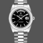 Rolex Day Date 118206 Platinum Black Dial 36mm Unisex Replica Watch
