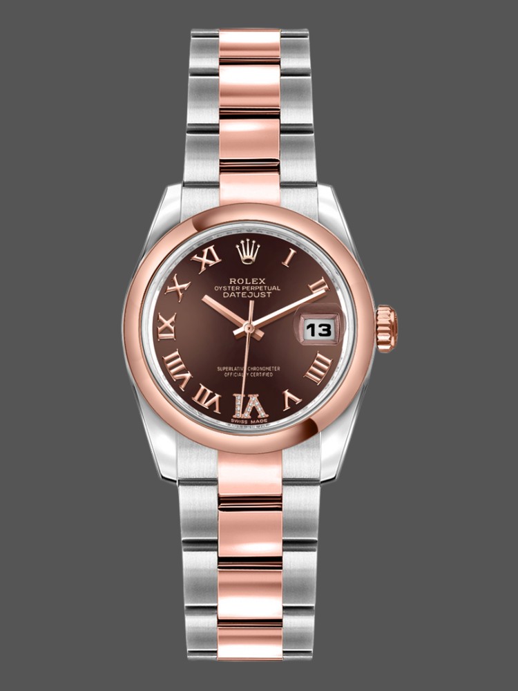 8539FDFC-CBE2-DB7B-41E4-458D6EE08D43 Rolex Datejust 179161 Stainless Steel and Everose Gold Chocolate Brown Dial 26MM Lady Replica Watch - Image 1
