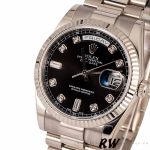 Rolex Day-Date 118239 Black Diamonds Dial Fluted Bezel 36mm Unisex Replica Watch - Image 2