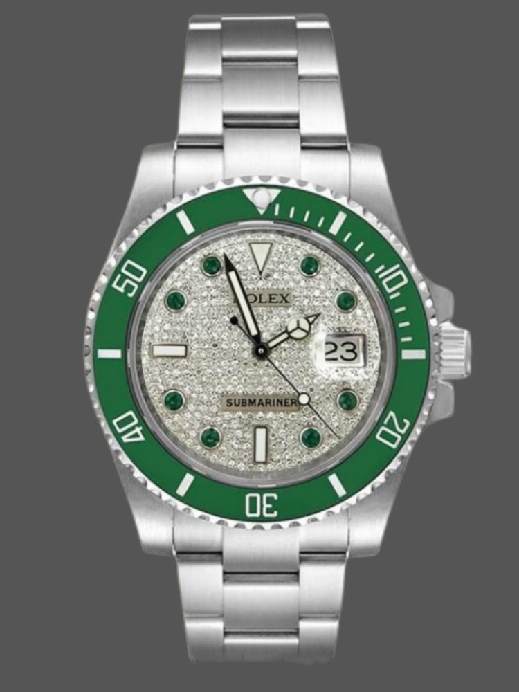 87469D64-3CF9-8A59-7FBB-3BDD54AE6C6A Rolex Submariner 116610 Diamond Paved Dial Automatic 40mm Mens Replica Watch - Image 1