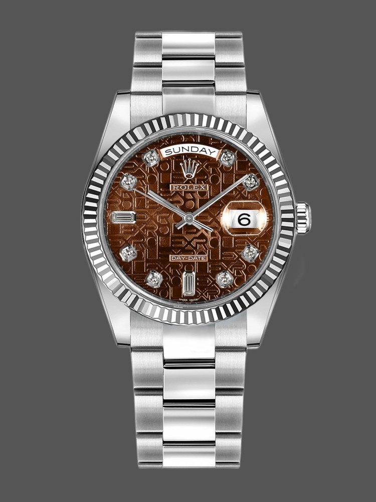 8962A6D8-ADE5-3CCB-3C31-50CB77B489A9 Rolex Day-Date 118239 White Gold Jubilee Chocolate Brown Dial 36mm Unisex Replica Watch - Image 1