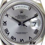 Rolex Day-Date 218206 Concentric Rhodium Grey Roman Numeral Dial Platinum 41MM Mens Replica Watch - Image 5