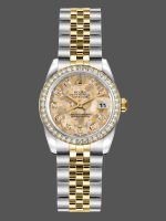 Rolex Datejust 179383 Jubilee Crystal Grey and Champagne Dial 26MM Lady Replica Watch