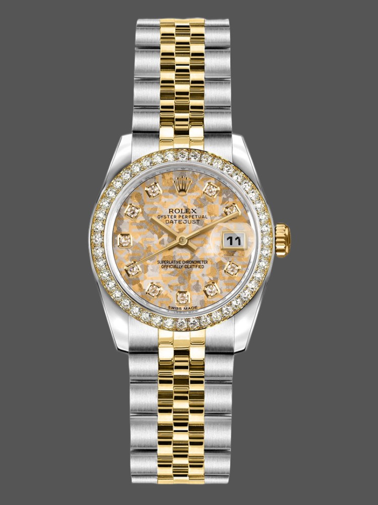 8B7AF19B-F493-E359-06E6-AAE750A0E5B6 Rolex Datejust 179383 Jubilee Crystal Grey and Champagne Dial 26MM Lady Replica Watch - Image 1