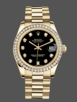 Rolex Datejust 31mm Yellow Gold Black Dial 178288 0011 Ladies Watch