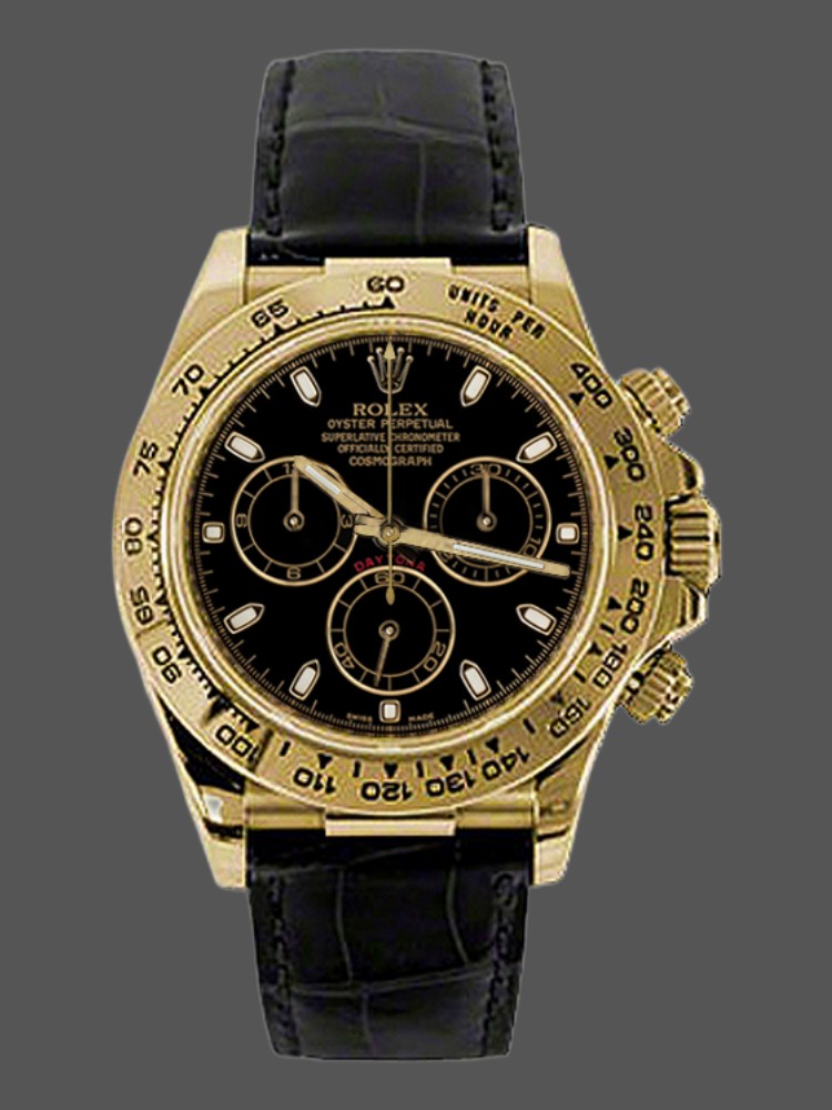 8DC072CA-DBBC-F110-875A-1CA04D08C267 Rolex Cosmograph Daytona 116518 Black Leather Strap 40MM Mens Replica Watch - Image 1