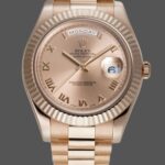 Rolex Day-Date 218235 Rose Roman Dial Rose Gold 41MM Mens Replica Watch