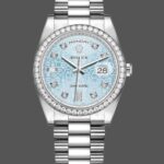 Rolex Day Date 118346 Blue Diamond Dial Platinum 36mm Unisex Replica Watch