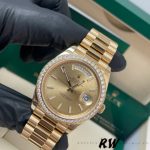 Rolex Day-Date 228348RBR Champagne Index Dial Diamond Bezel 40mm Mens Replica Watch - Image 2