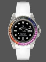 Rolex Submariner 116610 Black Dial White Rubber strap 40mm Mens Replica Watch