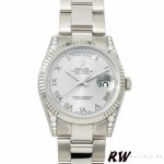 Rolex Day Date 118339 White Gold white Dial Fluted Bezel 36mm Unisex Replica Watch - Image 2