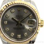 Rolex Datejust 179173 Gray Diamond Dial Fluted Bezel 26MM Lady Replica Watch - Image 2