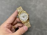 Rolex Day-Date 118208 Yellow Gold White Dial Roman Numeral 36mm Unisex Replica Watch - Image 6