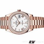 Rolex Day-Date 228345RBR White Roman Dial Diamond Bezel 40mm Mens Replica Watch - Image 3