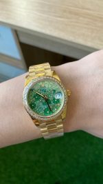 Rolex Datejust 31 Yellow Gold Olive Green Floral Motif Diamond Bezel M278288RBR 0038 - Image 11